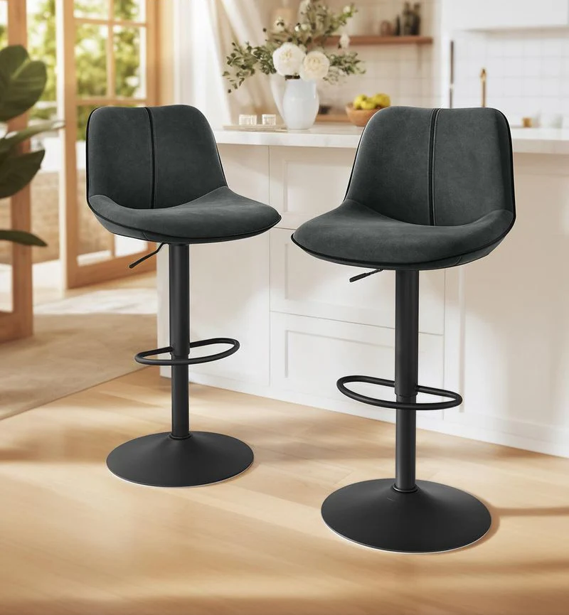 Set van 2 Barkrukken – Verstelbare Zithoogte – Fluwelen Bekleding – Ergonomisch Comfort – Stabiele Voet - Image 3