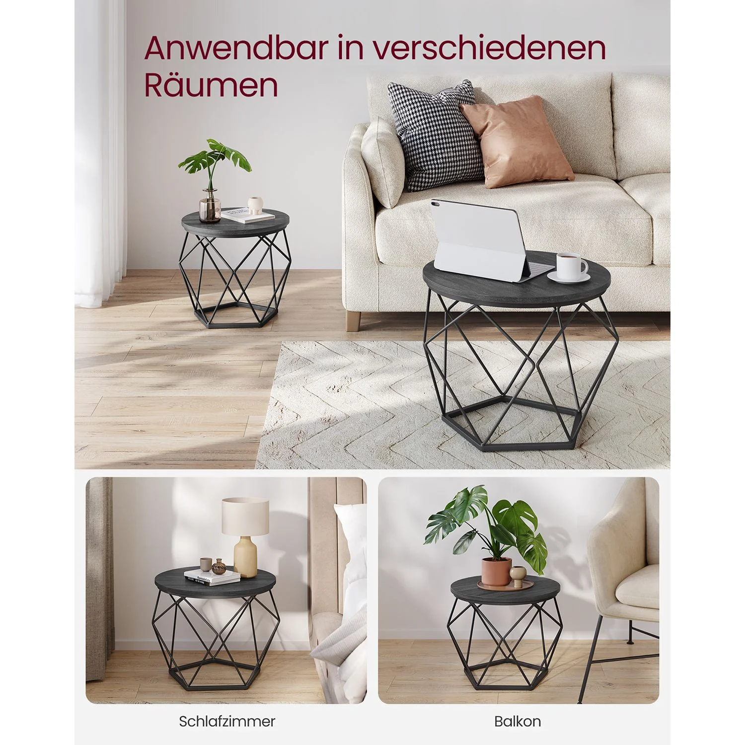 Set van 2 Ronde Bijzettafels – Modern Design – Zwart – Compact en Multifunctioneel - Image 4