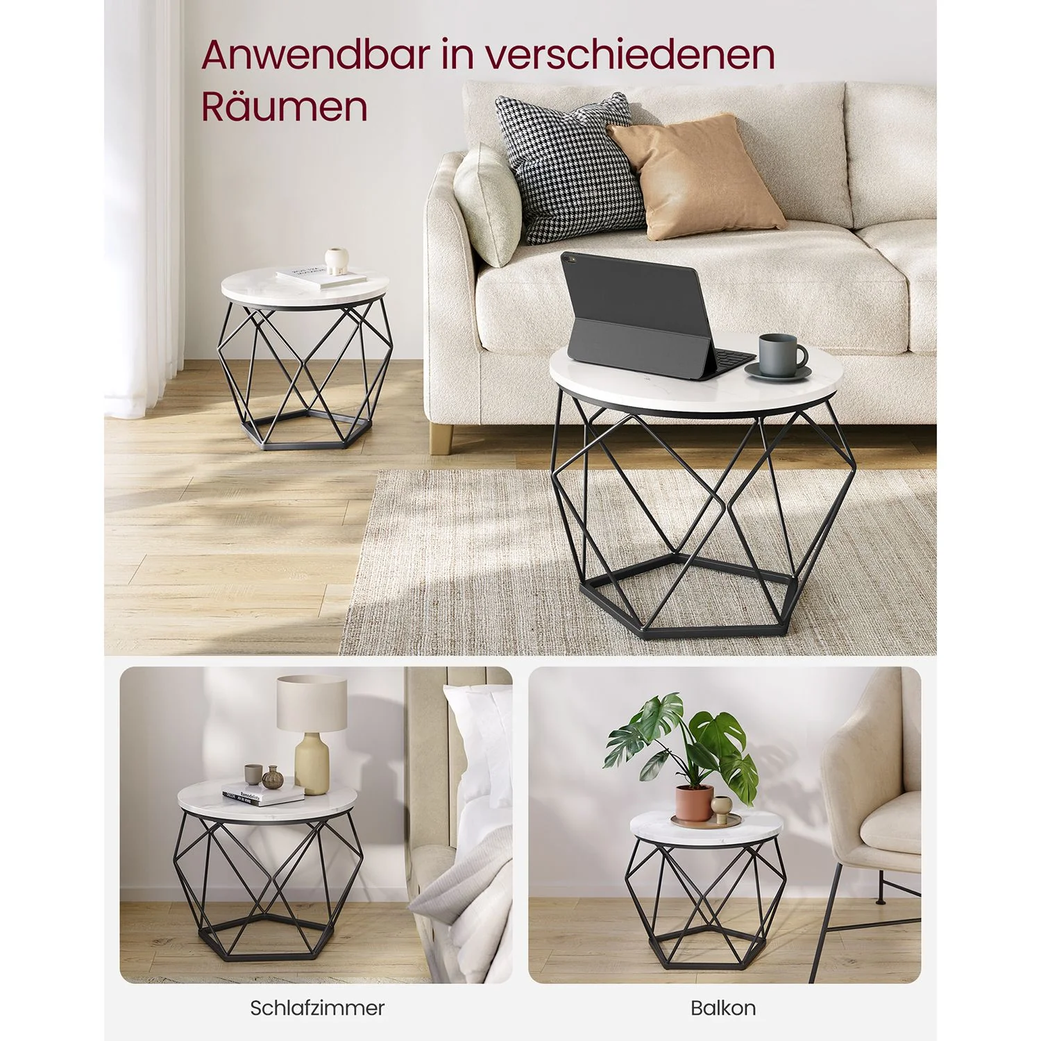 Set van 2 Ronde Bijzettafels – Modern Design – Zwart – Compact en Multifunctioneel - Image 6