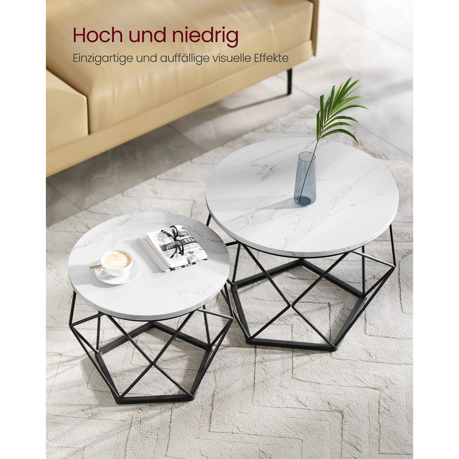 Set van 2 Ronde Bijzettafels – Modern Design – Zwart – Compact en Multifunctioneel - Image 7