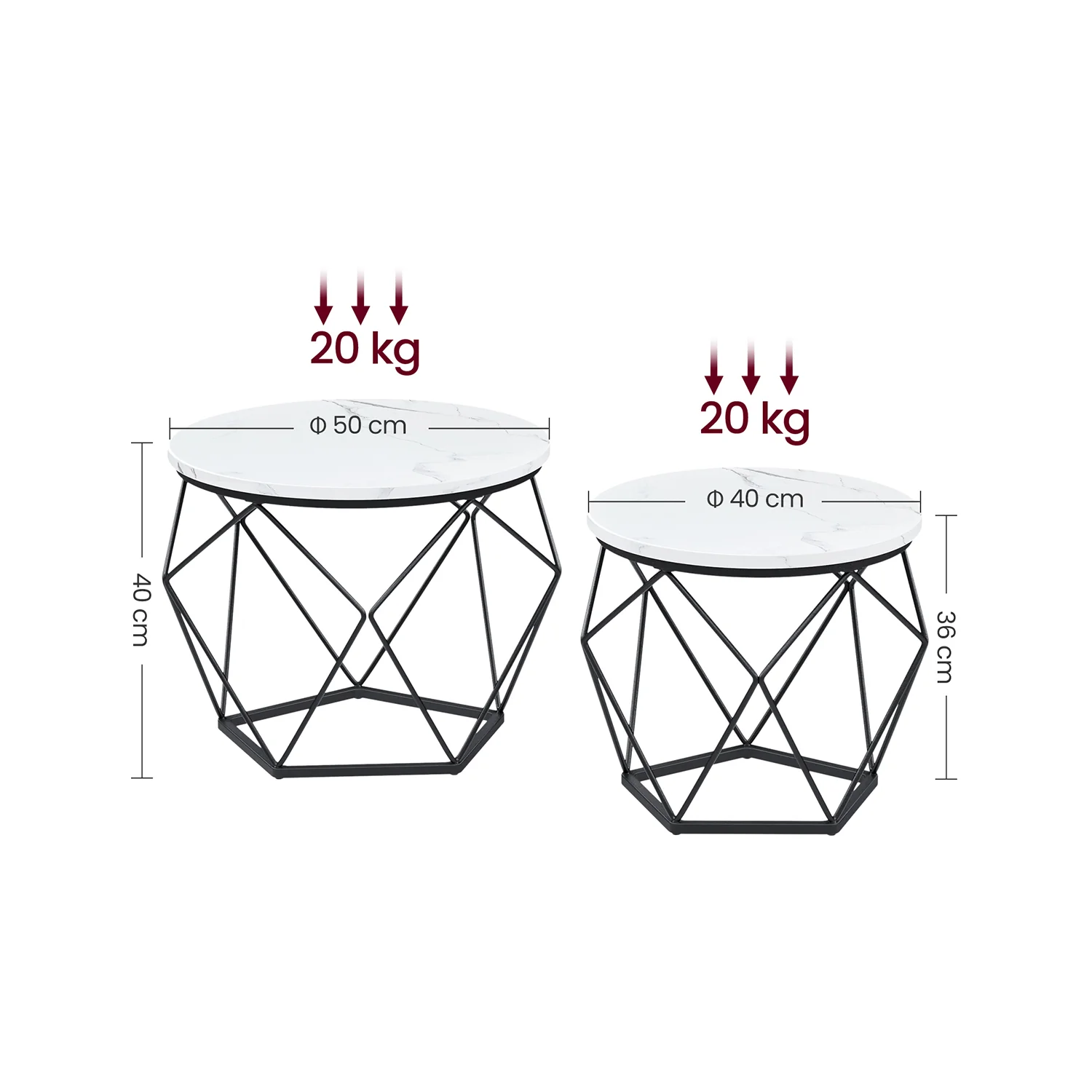 Set van 2 Ronde Bijzettafels – Modern Design – Zwart – Compact en Multifunctioneel - Image 9