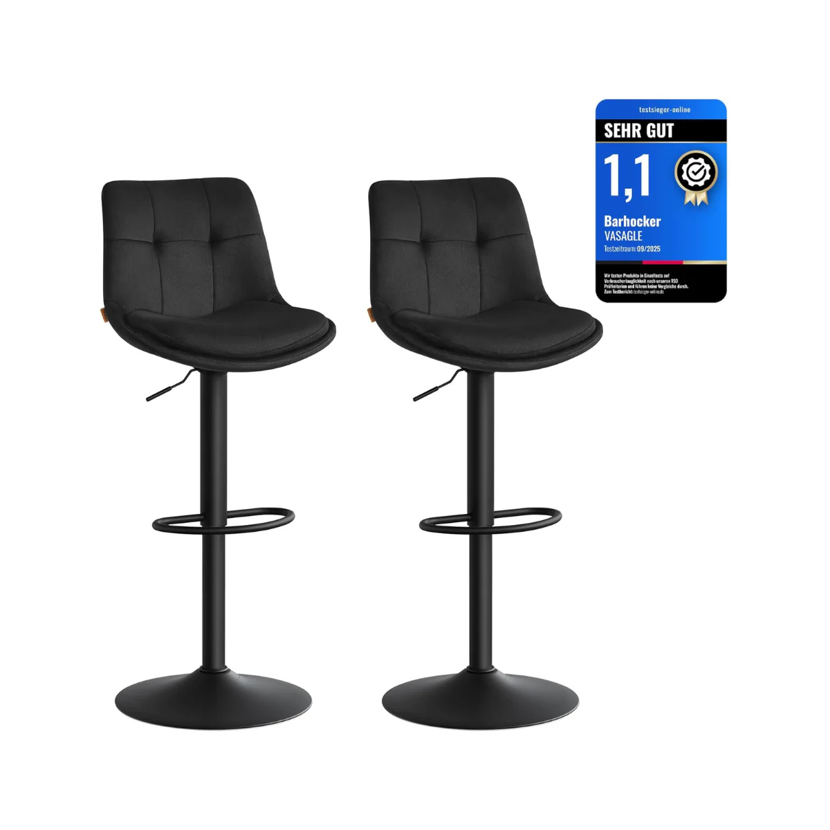 Set van 2 Verstelbare Barstoelen Met Rugleuning en Voetsteun - 360° Draaifunctie - Image 3