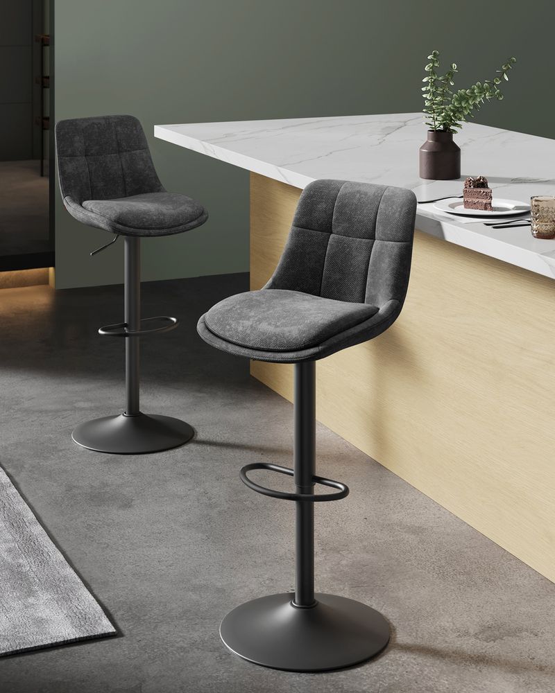Set van 2 Verstelbare Barstoelen Met Rugleuning en Voetsteun - 360° Draaifunctie - Image 4