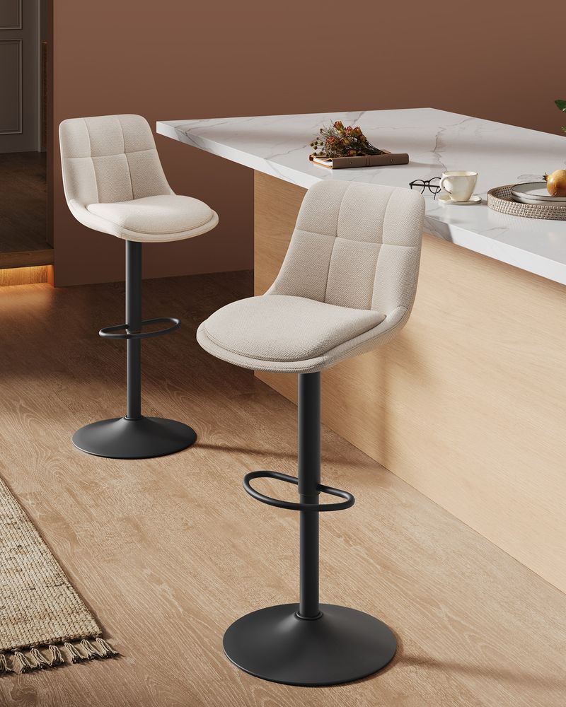Set van 2 Verstelbare Barstoelen Met Rugleuning en Voetsteun - 360° Draaifunctie - Image 5