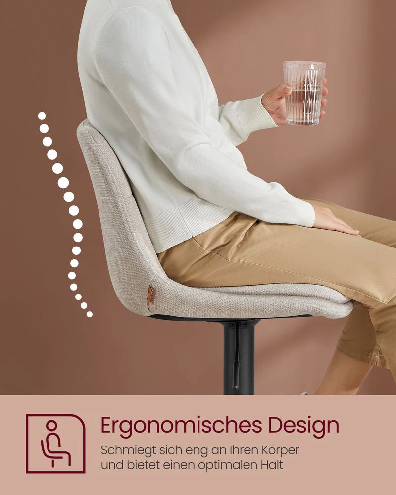 Set van 2 Verstelbare Barstoelen Met Rugleuning en Voetsteun - 360° Draaifunctie - Image 6