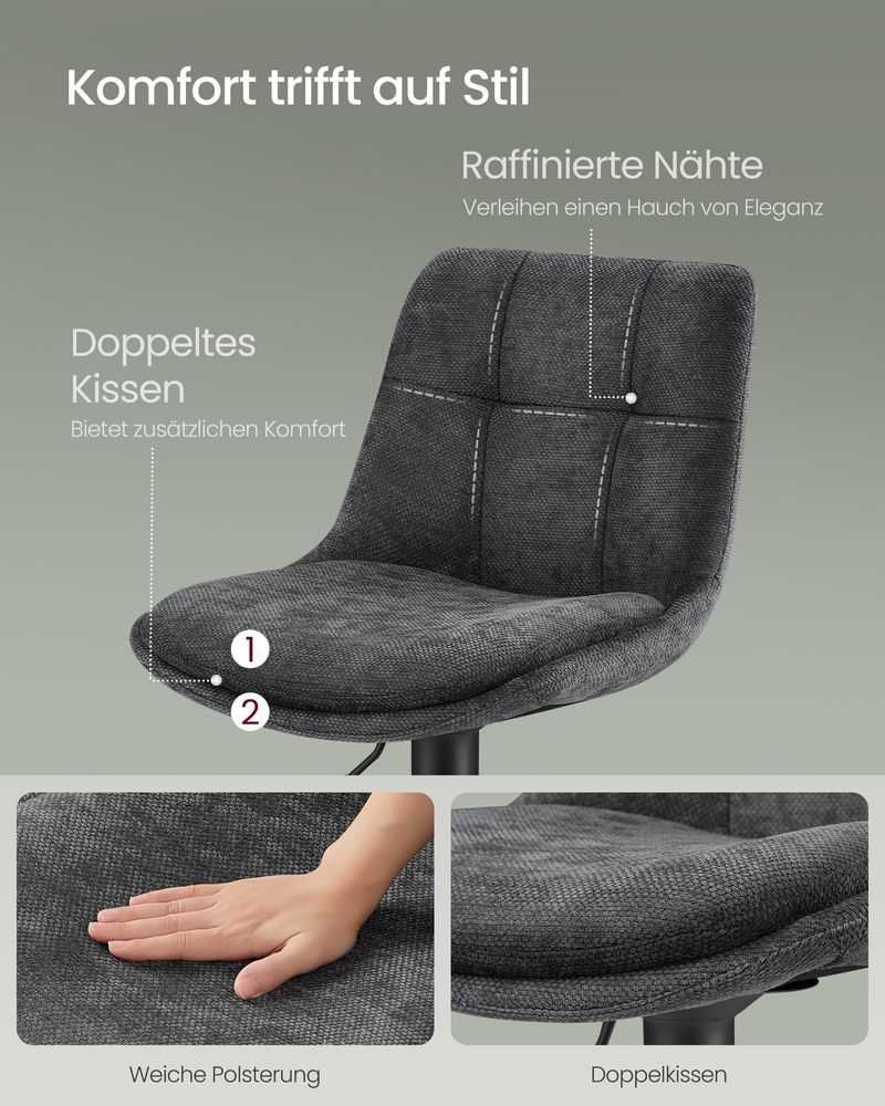 Set van 2 Verstelbare Barstoelen Met Rugleuning en Voetsteun - 360° Draaifunctie - Image 7