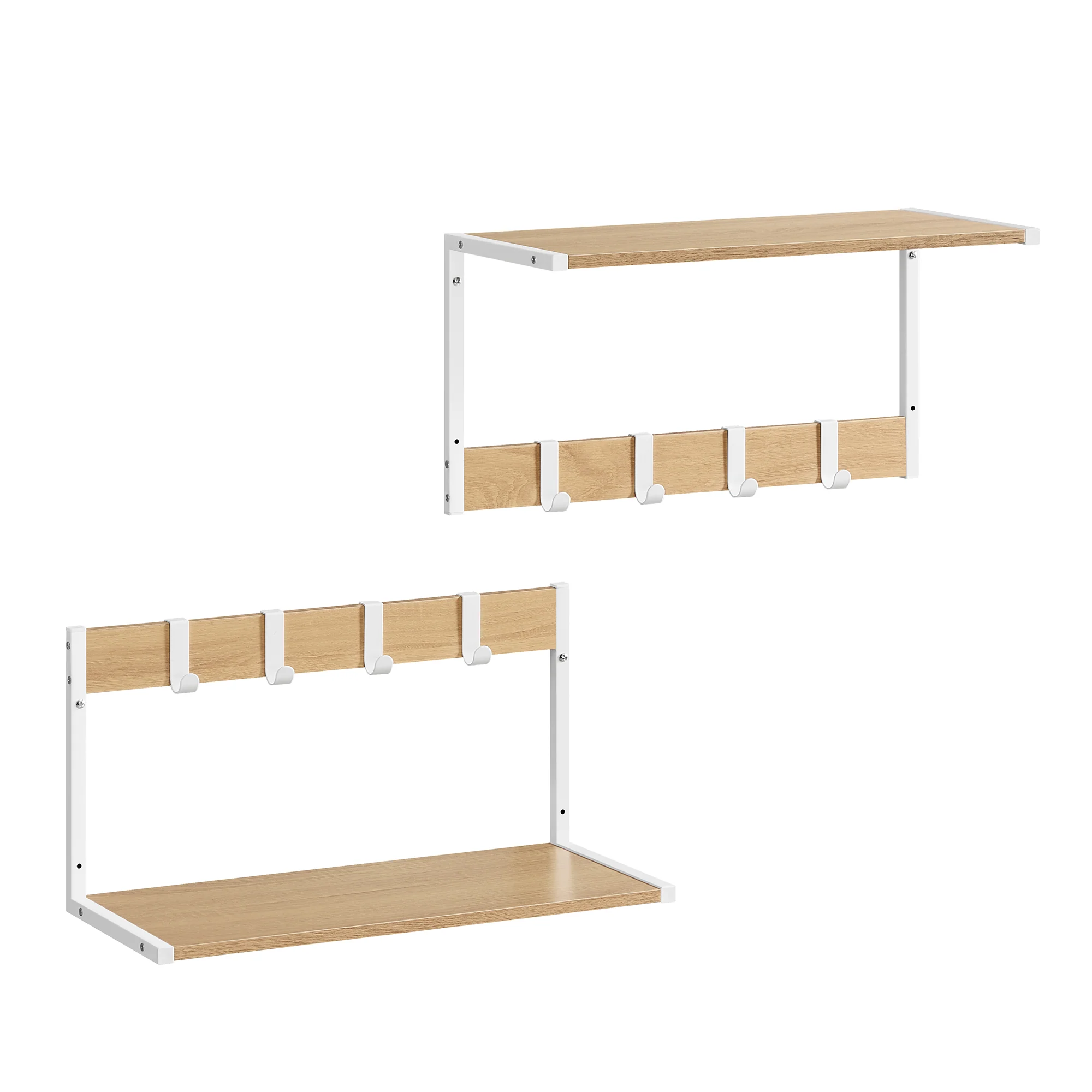 Set van 2 Wandplanken – Zwevende Planken – 24 cm diep – Met Haakjes – Voor Woonkamer, Keuken, Badkamer of Slaapkamer – Totale Draagvermogen 35 kg - Image 8