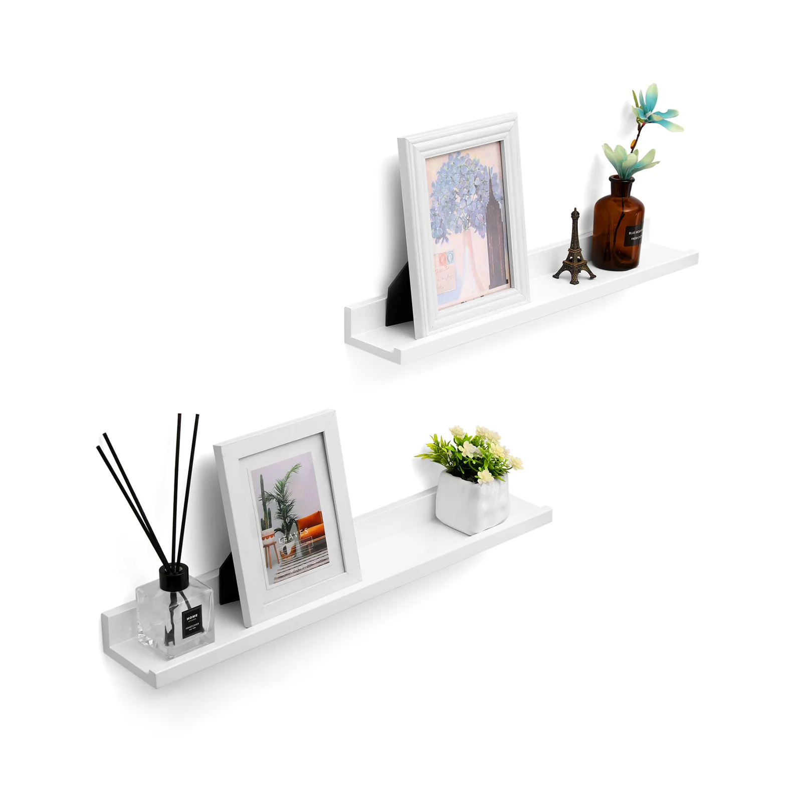 Set van 2 Zwevende Wandplanken – Fotoplanken – 60 cm Wit Hoogglans - Image 5