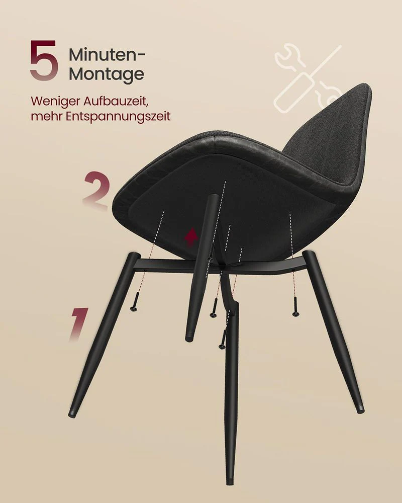 Set van 4 Eetkamerstoelen – Chenille & PU – Elegant en Comfortabel - Image 10