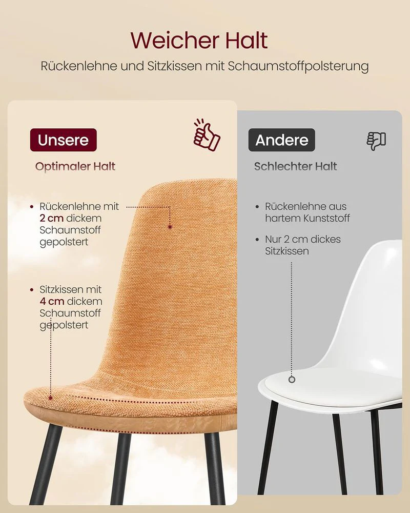 Set van 4 Eetkamerstoelen – Chenille & PU – Elegant en Comfortabel - Image 8