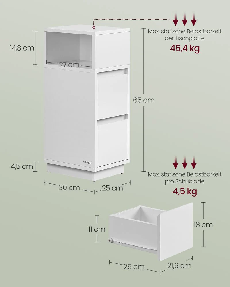 Smal Nachtkastje met Flexibel Open Vak - Bijzettafel - Image 11