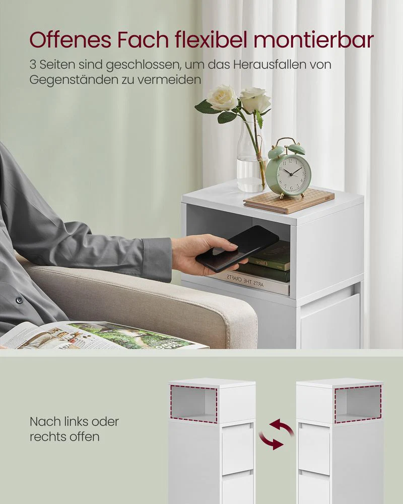 Smal Nachtkastje met Flexibel Open Vak - Bijzettafel - Image 8