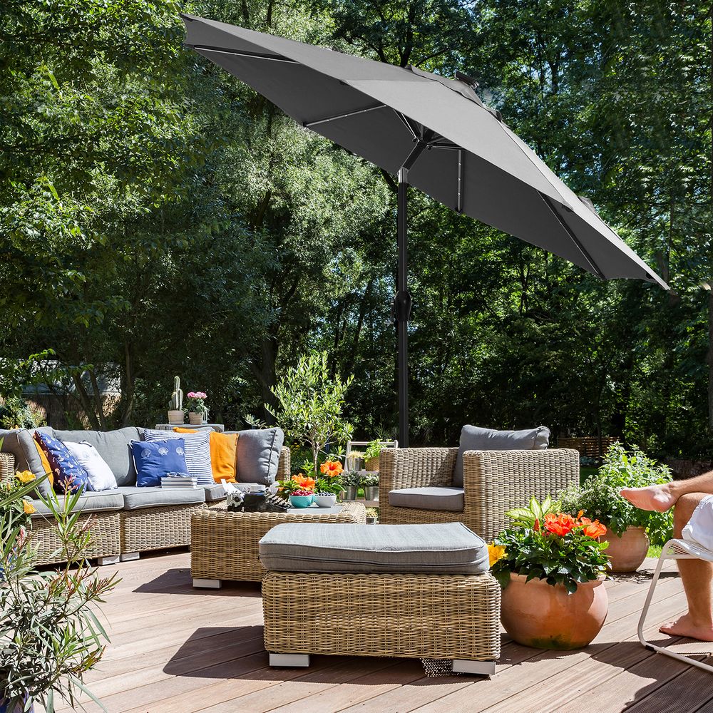 Solar LED Parasol Ø 2.7 of 3 Meter - Tuinparasol met Kantelfunctie - Image 5