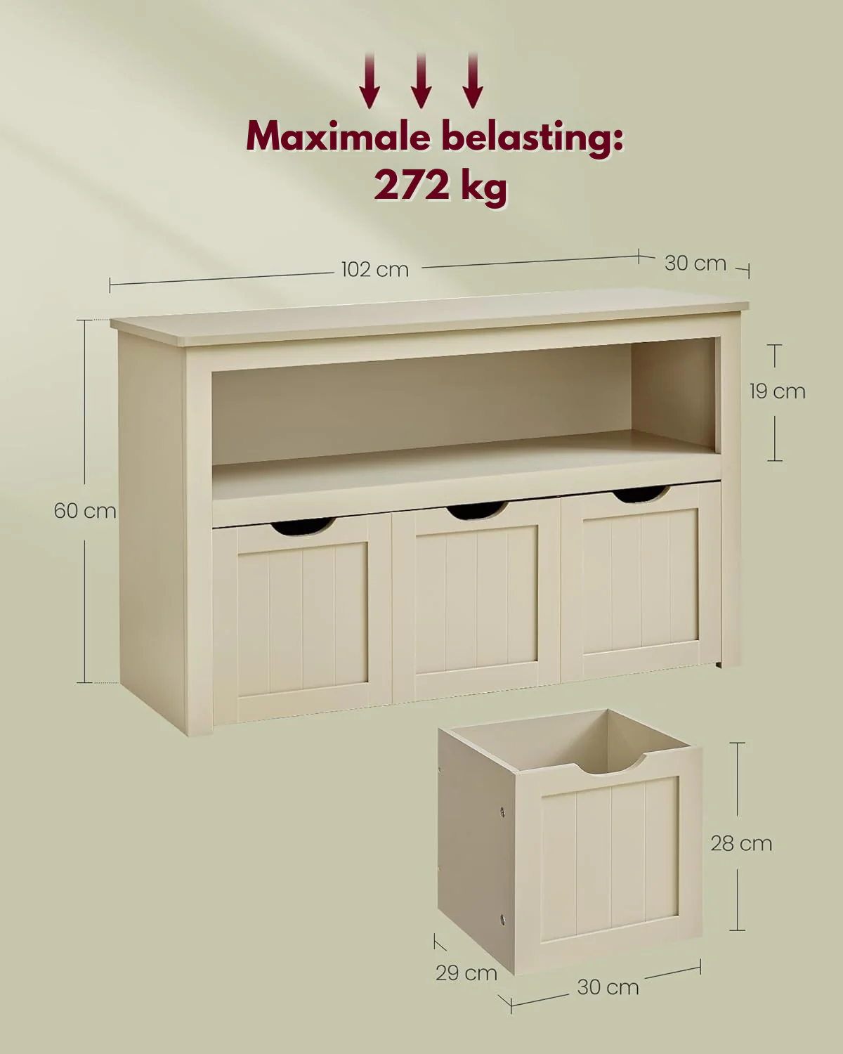 Speelgoedkast met 3 opbergbakken - Stijlvol en Praktisch - Kinderkamer - Image 8