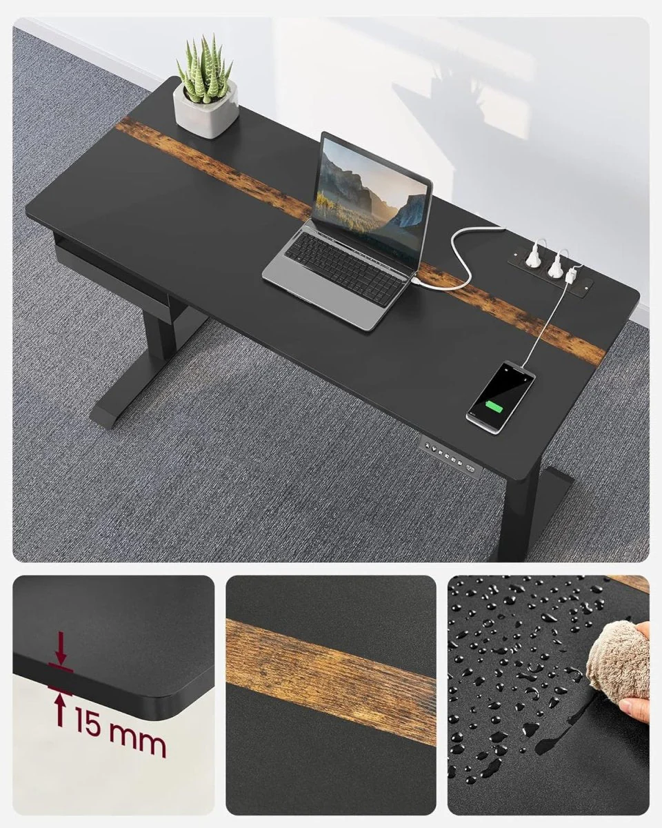 Elektrische Sta Bureau met Stopcontact - Geheugenfunctie - met Lade en Haken - Thuiswerkplek - Image 3