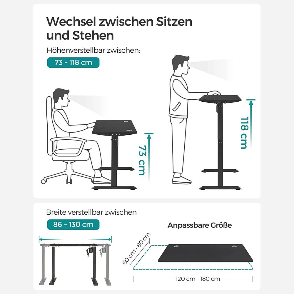 Elektrisch Verstelbaar Bureau - Sta Bureau - Met Wieltjes - Ergonomisch - Image 3