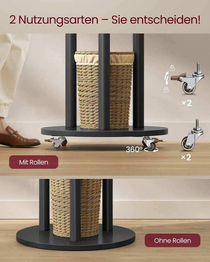 Staande Kapstok met Massief Houten Planken en Haken - Met Wieltjes - Image 5