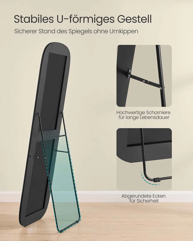 Staande Spiegel 160 x 50 cm – Gehard Glas met Aluminium Frame – Breukvast & Elegant - Image 4