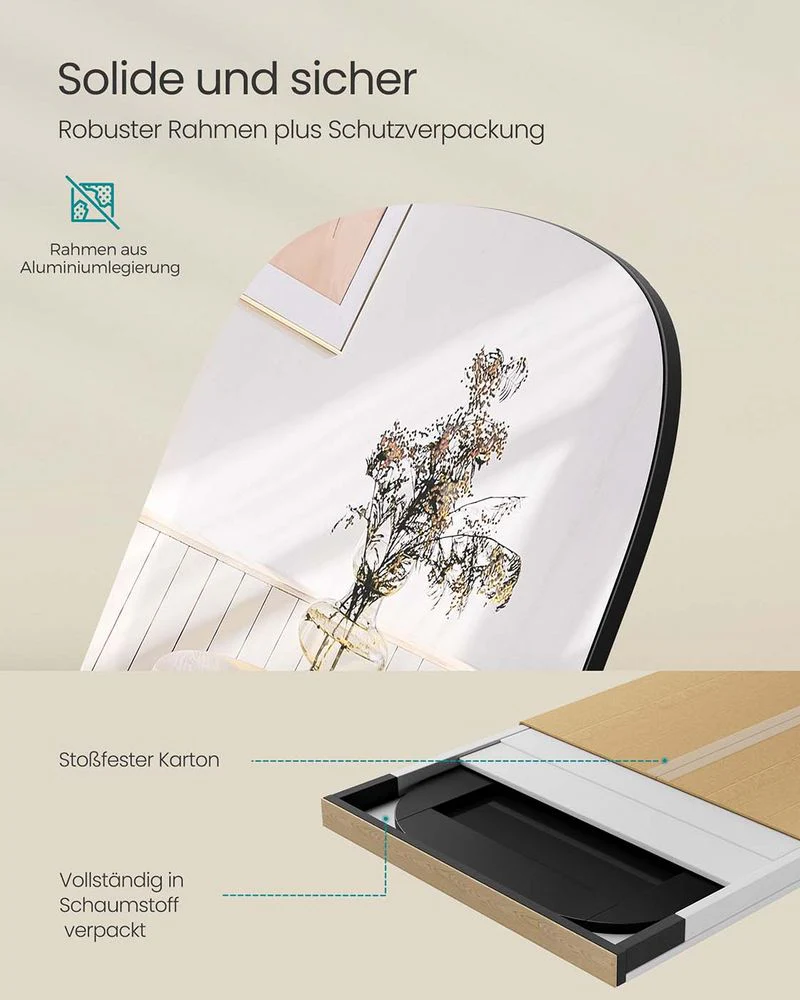 Staande Spiegel 160 x 50 cm – Gehard Glas met Aluminium Frame – Breukvast & Elegant - Image 6