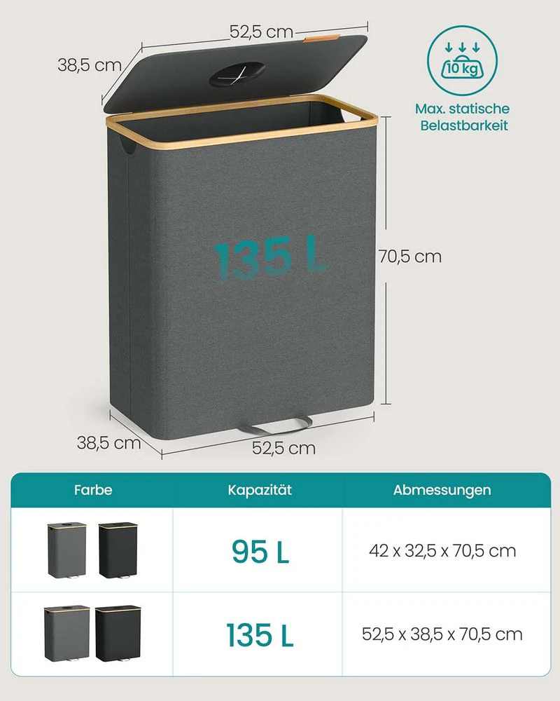 Statiegeldflescontainer – 95L of 135L – Opvouwbare Flessenverzamelaar met Deksel en Ingooi – Met Wasbare Binnenzak en Handgrepen - Image 11