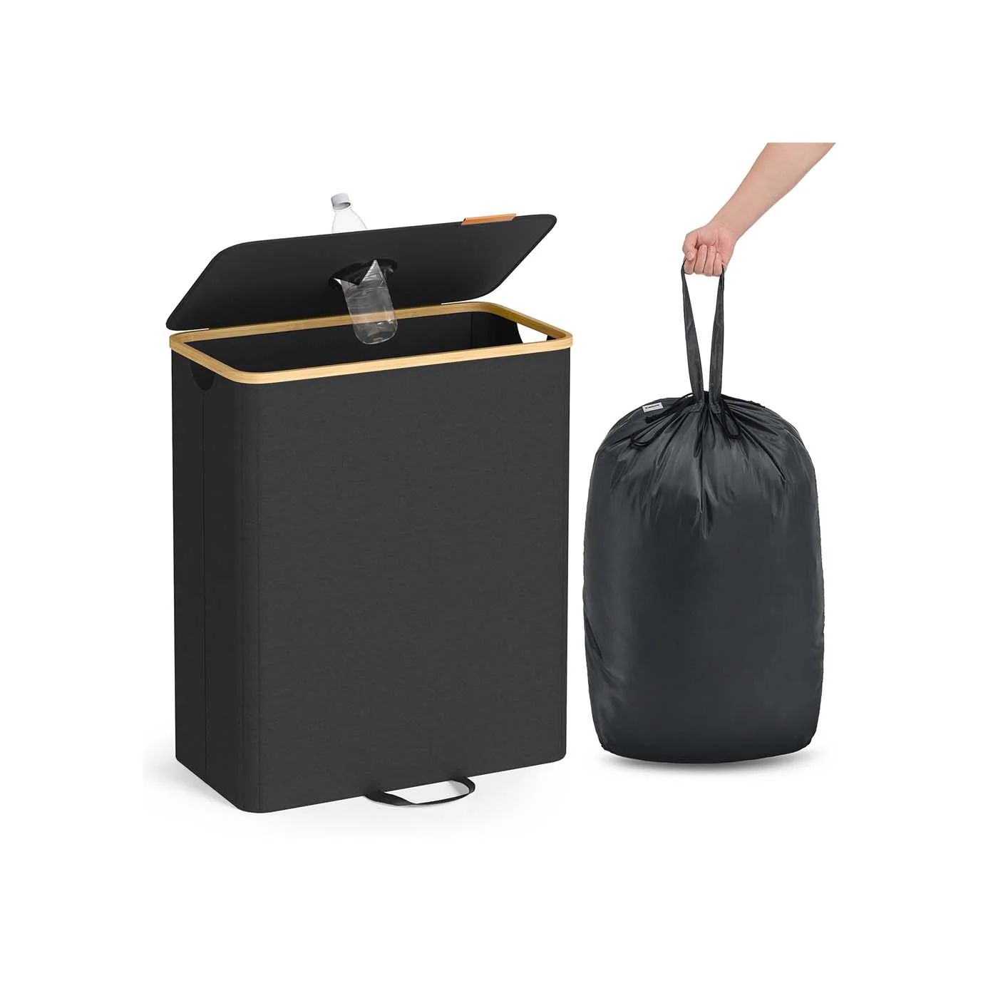 Statiegeldflescontainer – 95L of 135L – Opvouwbare Flessenverzamelaar met Deksel en Ingooi – Met Wasbare Binnenzak en Handgrepen - Image 3