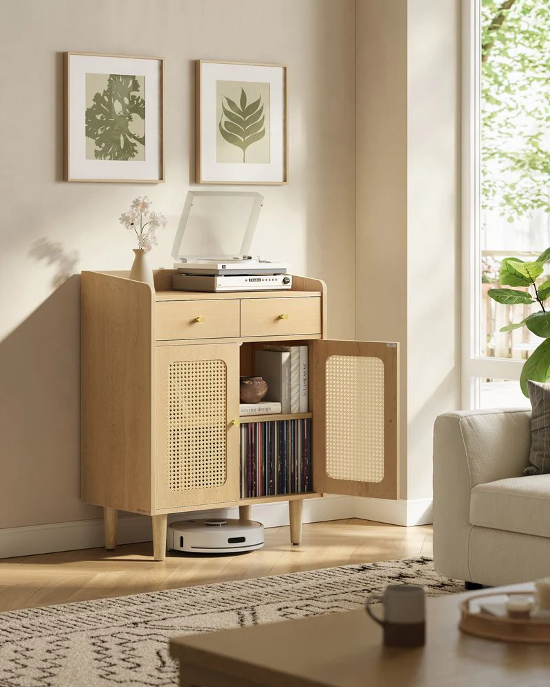 Dressoir - Stijlvolle Opbergkast met Rotan & Massief Houten Poten - Image 3