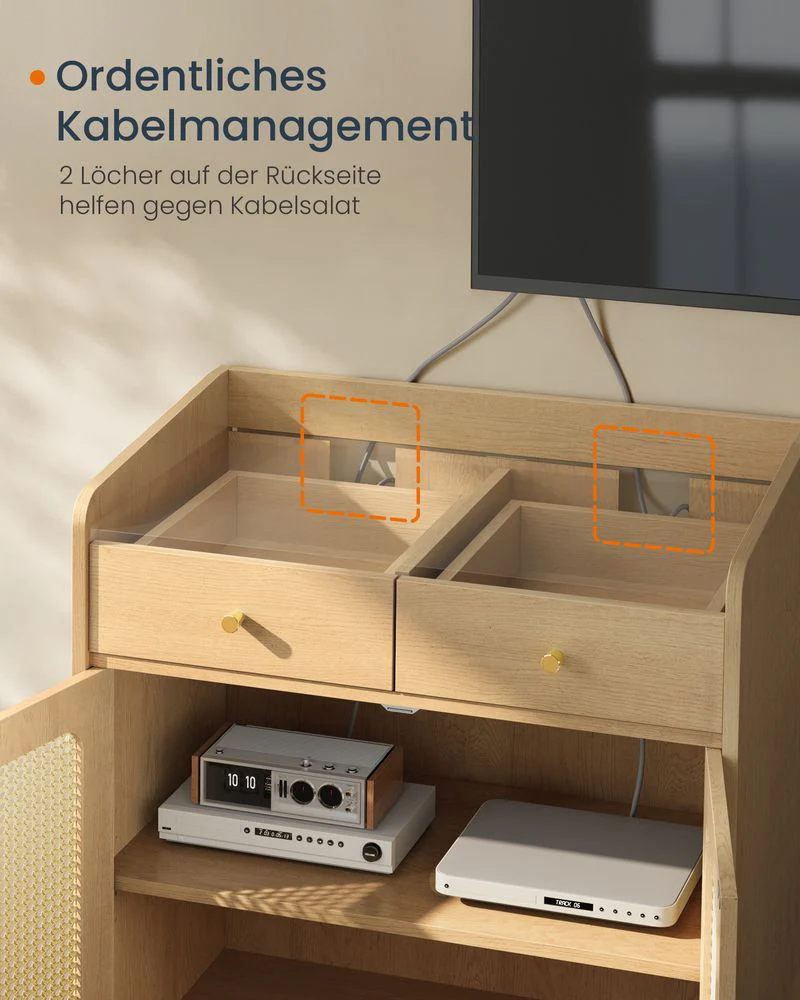 Dressoir - Stijlvolle Opbergkast met Rotan & Massief Houten Poten - Image 7