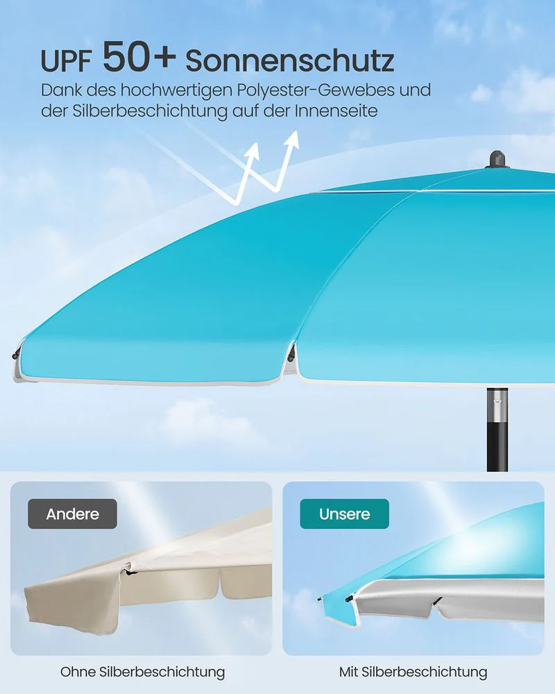 Strandparasol met Opbergruimte – Ø160 of 200 cm – Verstelbaar – UPF 50+ UV-bescherming – Inclusief Draagtasje - Image 5