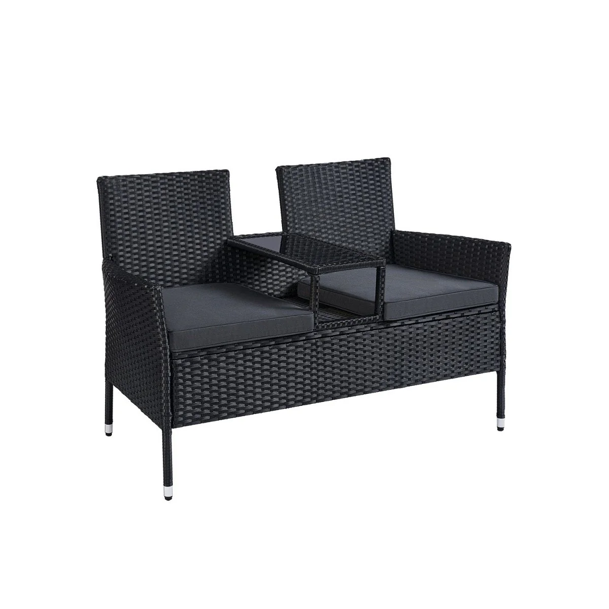 Tuinbankje met Tafeltje - Tuinstoelen - Tuinset - Zwart - Image 5