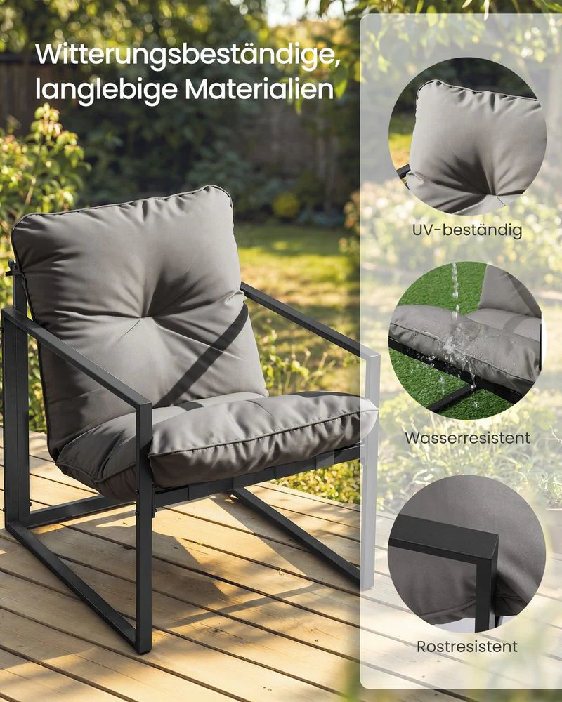 Tuinmeubelset – Balkonset Met Stoelen En Tafel – Stalen Frame – Met Dikke Kussens – Voor Balkon En Terras - Image 5