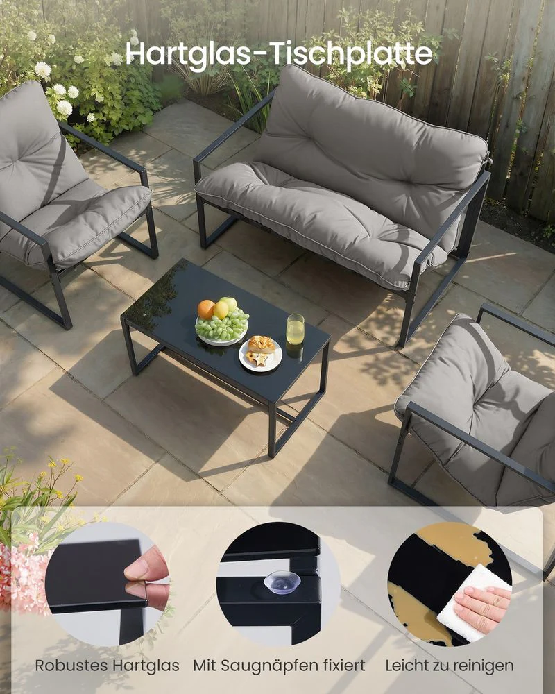 Tuinmeubelset – Balkonset Met Stoelen En Tafel – Stalen Frame – Met Dikke Kussens – Voor Balkon En Terras - Image 6