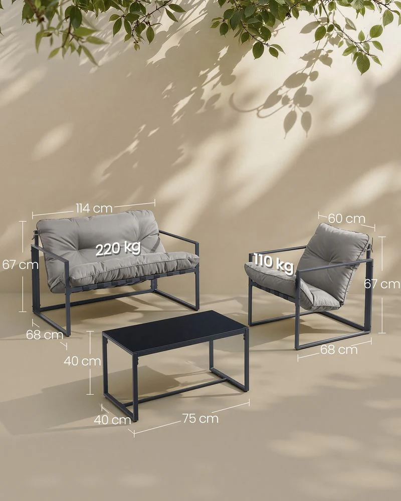 Tuinmeubelset – Balkonset Met Stoelen En Tafel – Stalen Frame – Met Dikke Kussens – Voor Balkon En Terras - Image 7