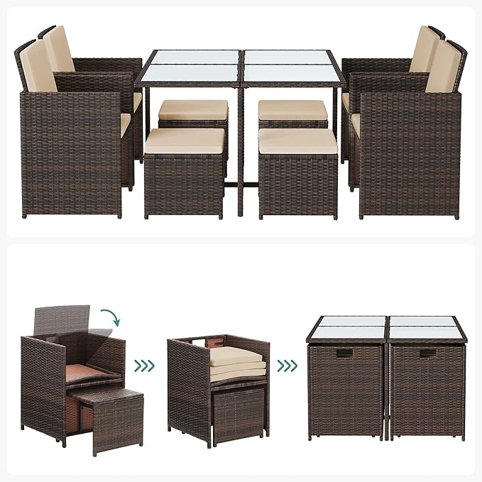 Complete Tuinmeubelset - Polyrattan Stoelen + Tafel - Terras Set met Kussens - Image 3