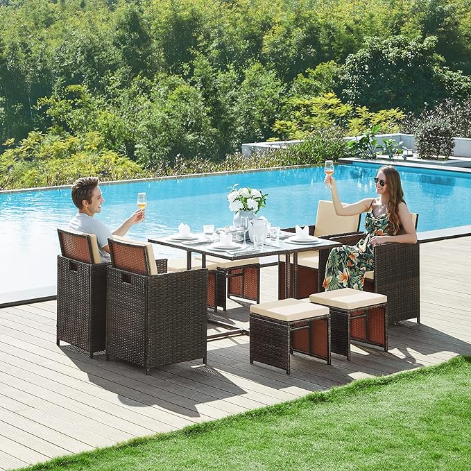 Complete Tuinmeubelset - Polyrattan Stoelen + Tafel - Terras Set met Kussens - Image 5