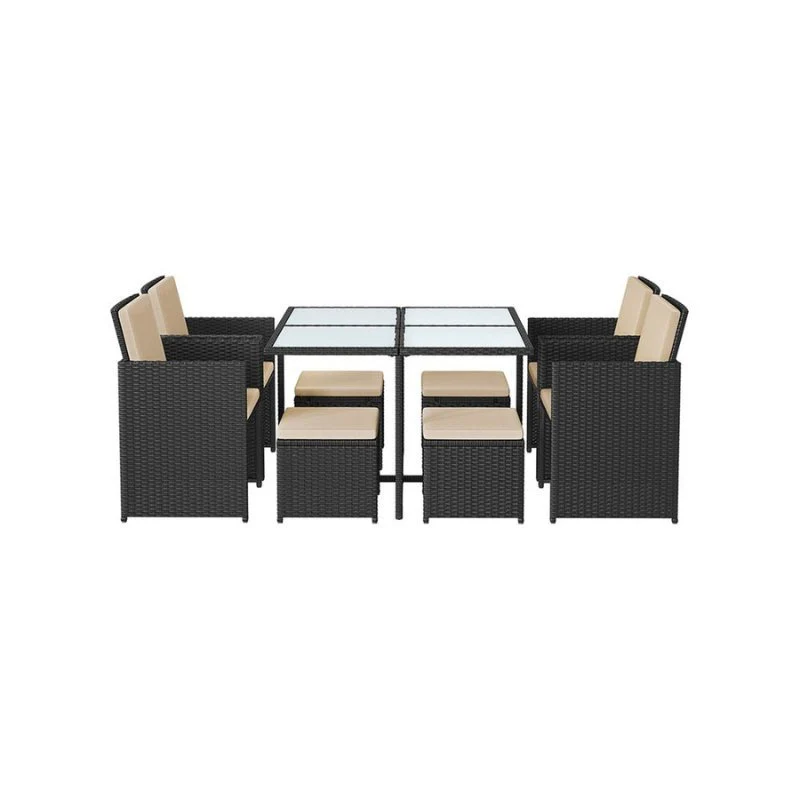 Complete Tuinmeubelset - Polyrattan Stoelen + Tafel - Terras Set met Kussens - Image 7