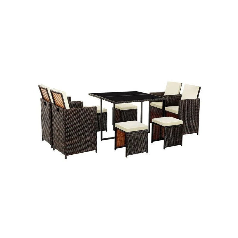 Complete Tuinmeubelset - Polyrattan Stoelen + Tafel - Terras Set met Kussens - Image 8