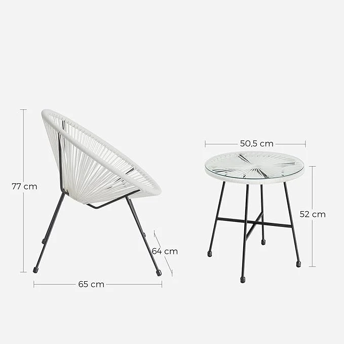 Balkonset - Tuinmeubelset van 3 - Terrasstoelen - Glazen tafelblad - 2 Stoelen - Image 4