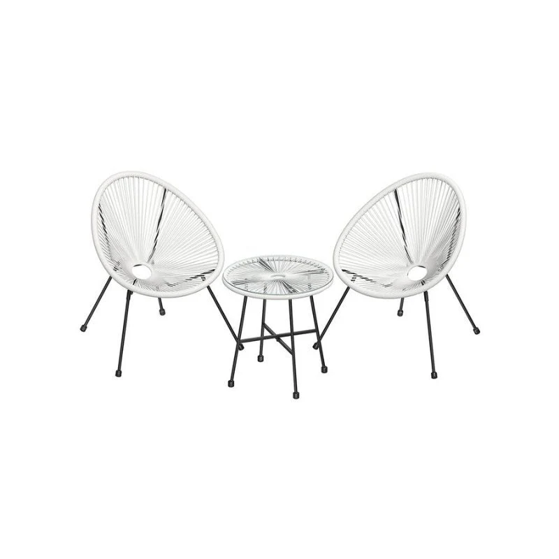 Balkonset - Tuinmeubelset van 3 - Terrasstoelen - Glazen tafelblad - 2 Stoelen - Image 8