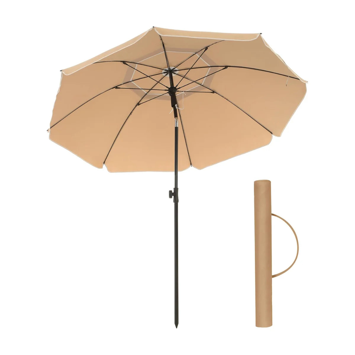 Tuinparasol Ø 160 / 200 cm – Kantelbaar – In Hoogte Verstelbaar – UPF 50+ – Met Draagtas – Zonder Standaard