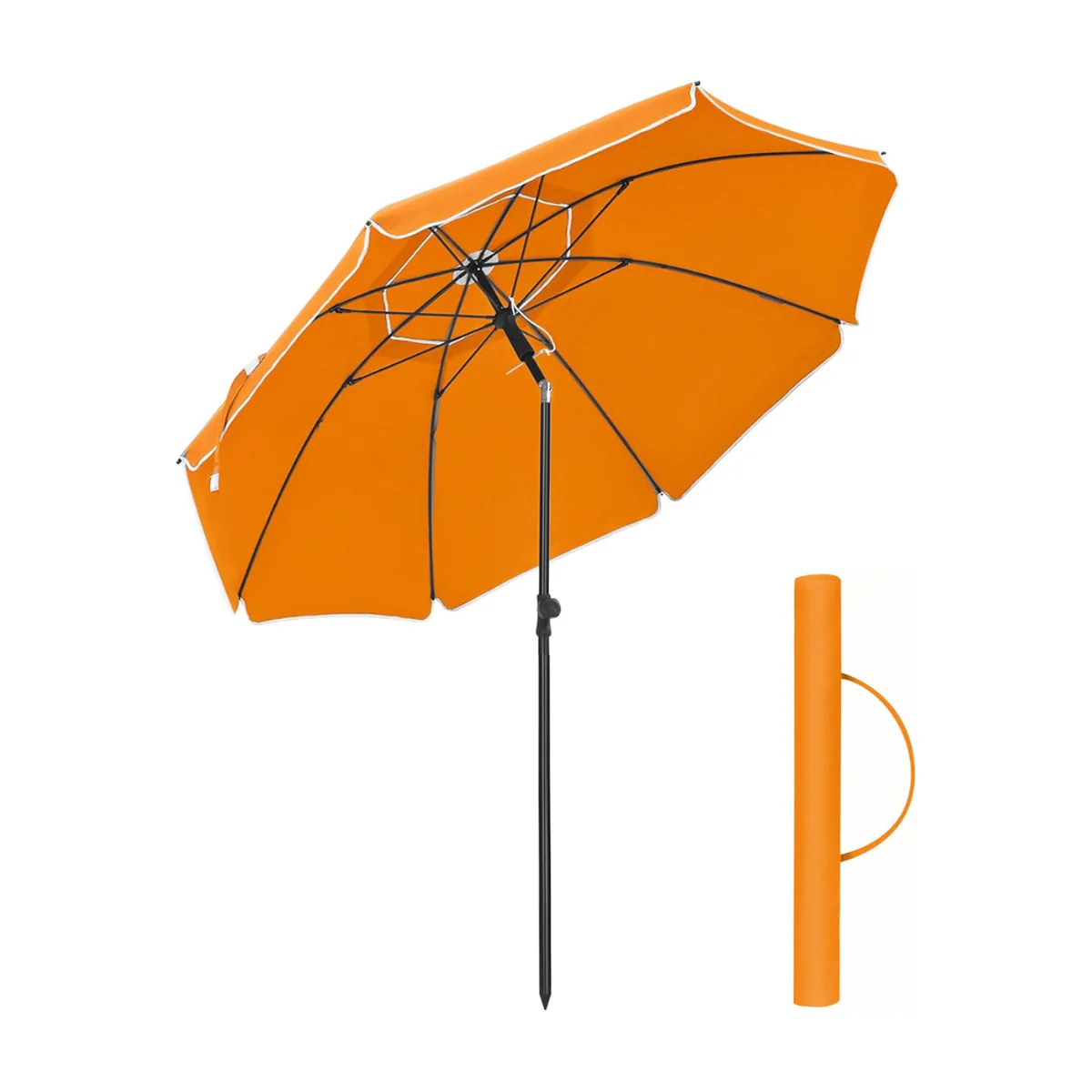 Tuinparasol Ø 160 / 200 cm – Kantelbaar – In Hoogte Verstelbaar – UPF 50+ – Met Draagtas – Zonder Standaard - Image 10