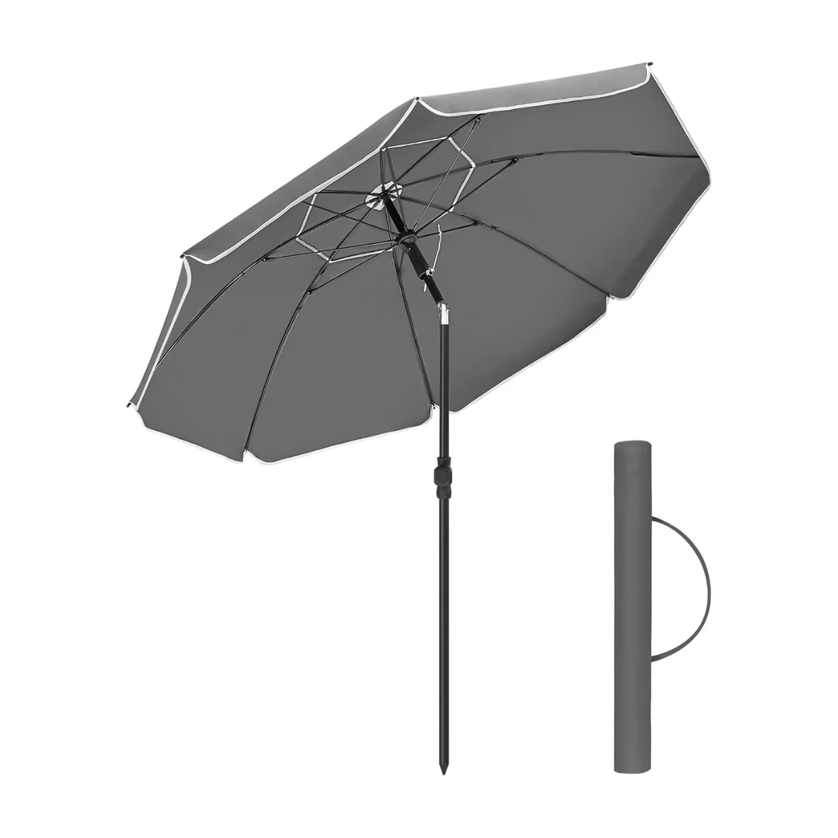 Tuinparasol Ø 160 / 200 cm – Kantelbaar – In Hoogte Verstelbaar – UPF 50+ – Met Draagtas – Zonder Standaard - Image 3