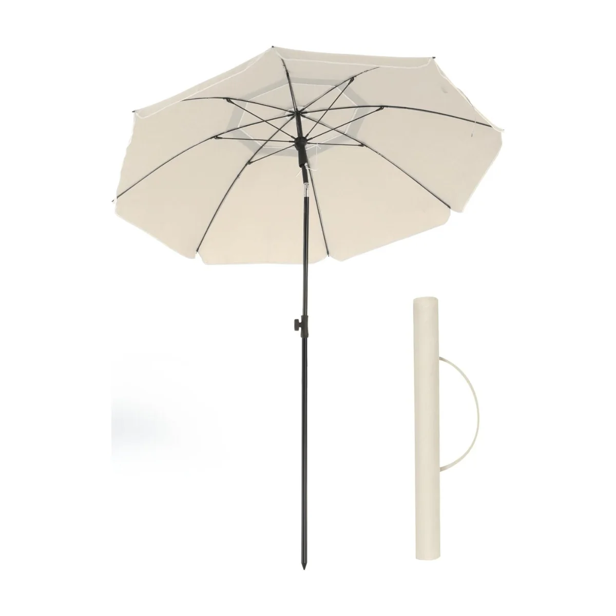 Tuinparasol Ø 160 / 200 cm – Kantelbaar – In Hoogte Verstelbaar – UPF 50+ – Met Draagtas – Zonder Standaard - Image 4