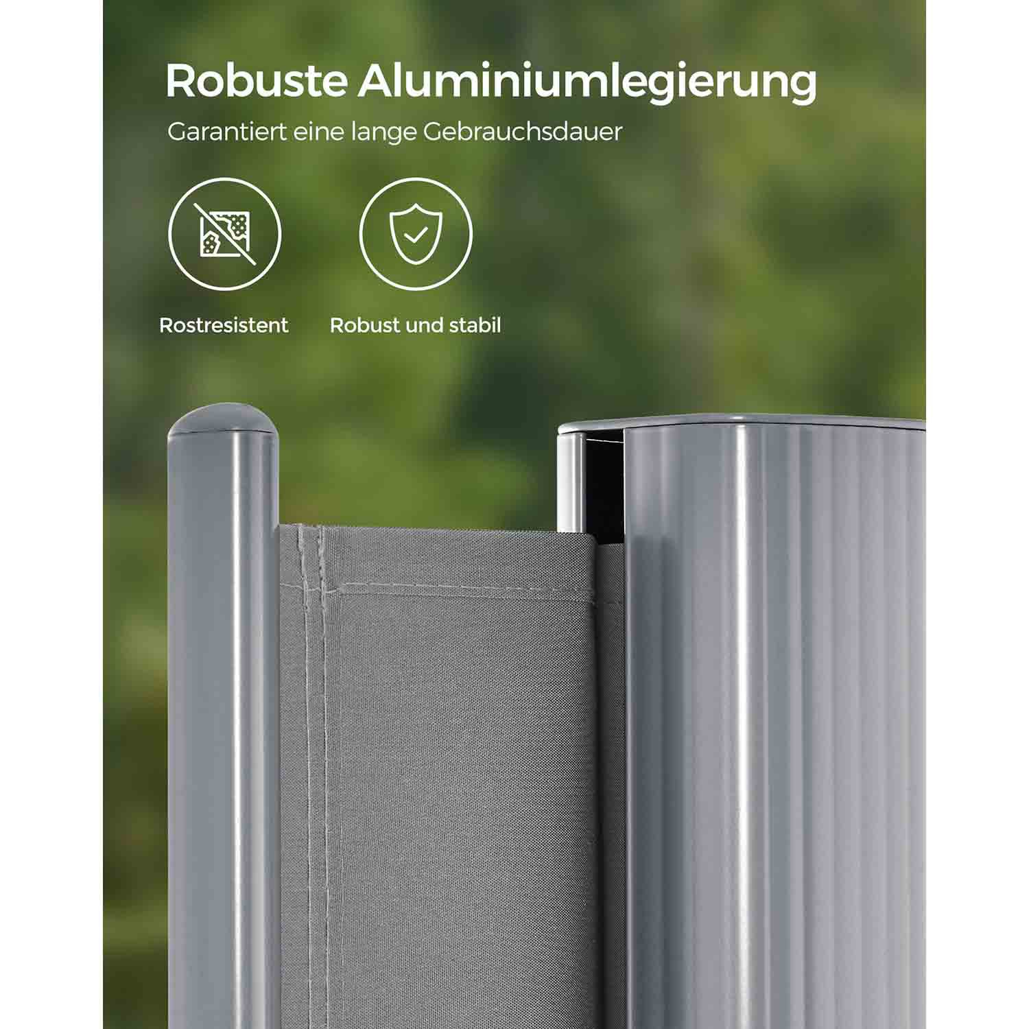 Tuinscherm - Roestvrij Aluminium - Terrascherm - Niet doorzichtig - Grijs / Aluminium - Image 3