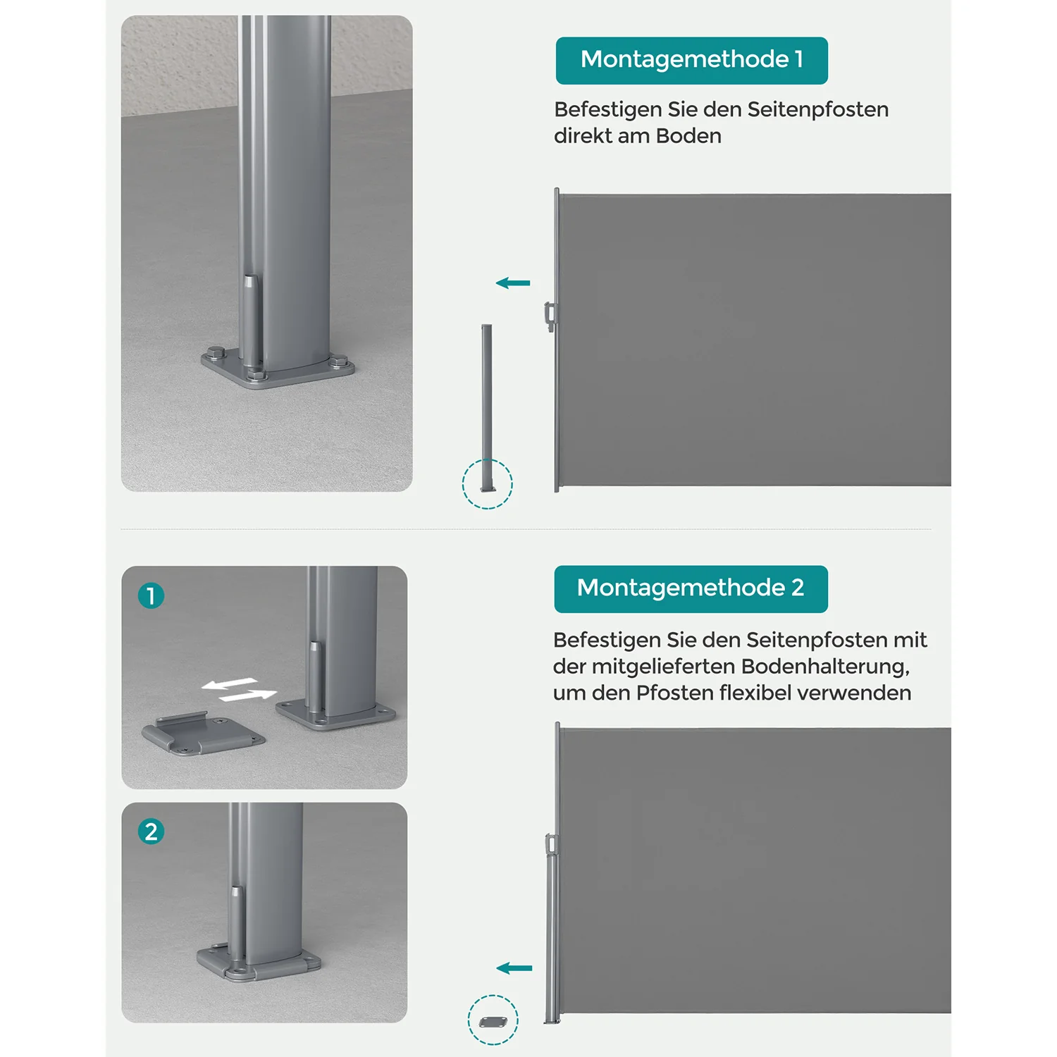 Tuinscherm - Roestvrij Aluminium - Terrascherm - Niet doorzichtig - Grijs / Aluminium - Image 5