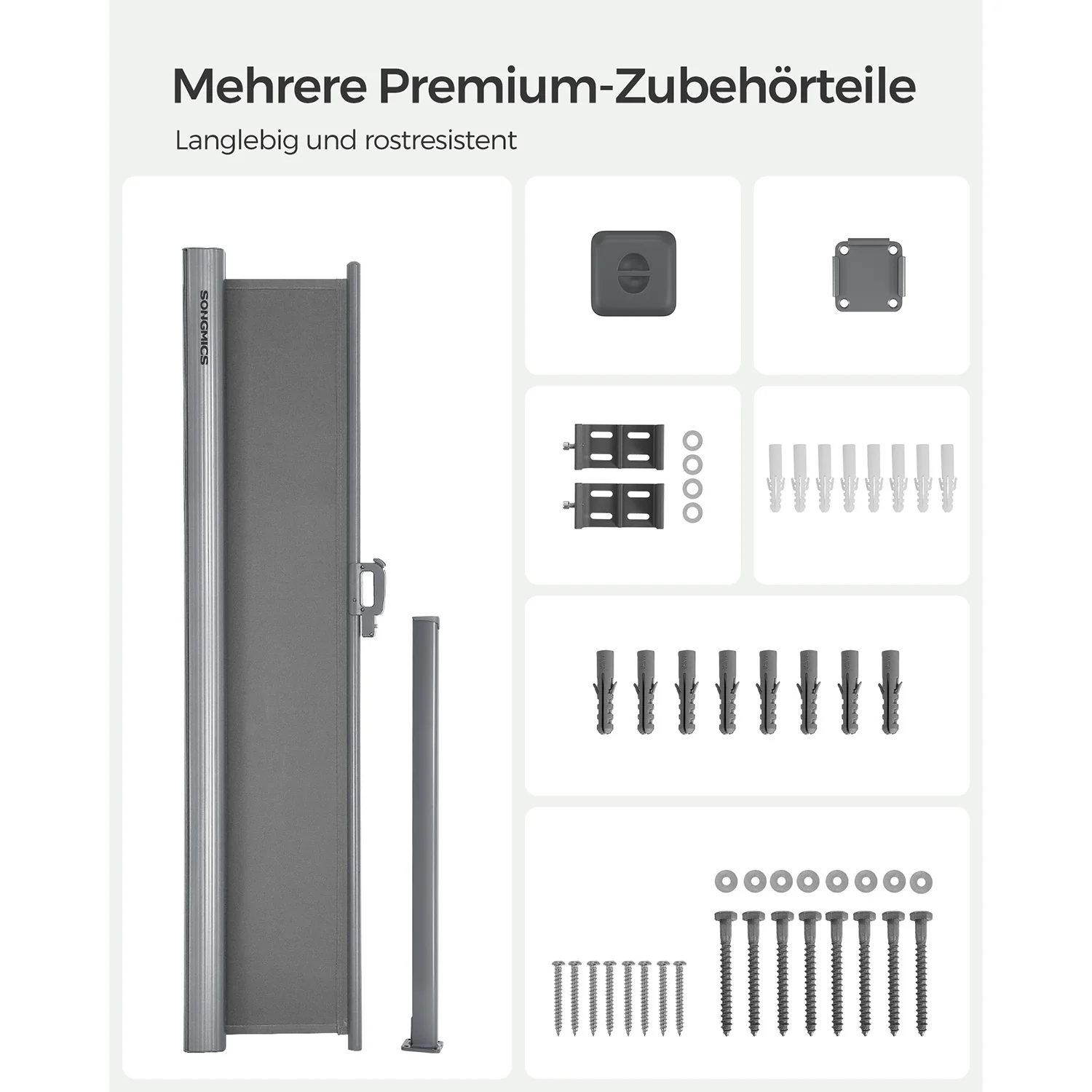 Tuinscherm - Roestvrij Aluminium - Terrascherm - Niet doorzichtig - Grijs / Aluminium - Image 6