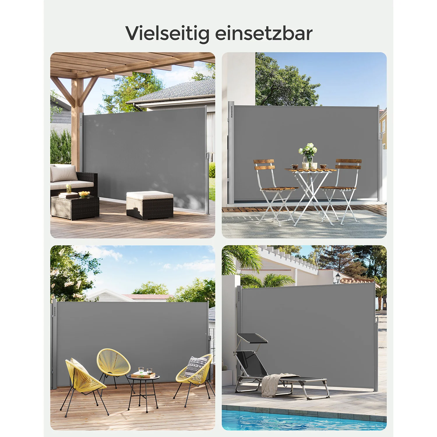 Tuinscherm - Roestvrij Aluminium - Terrascherm - Niet doorzichtig - Grijs / Aluminium - Image 7