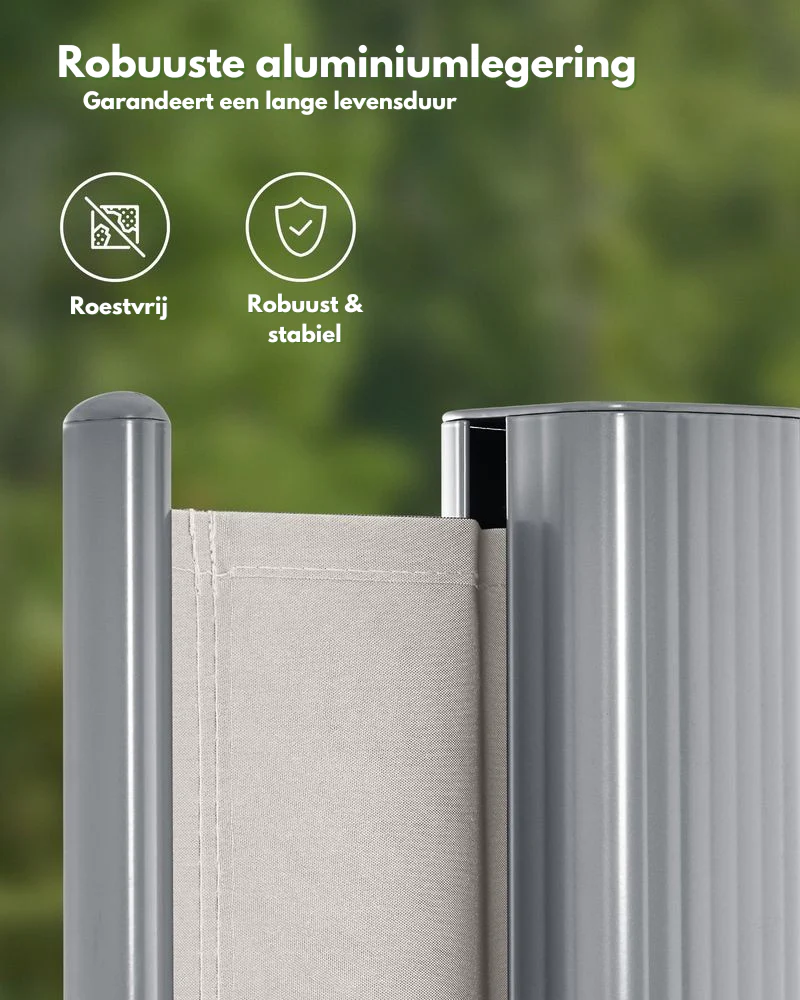 Tuinscherm / Zijzonnescherm Voor Balkon & Terras – Aluminium / Taupe - Image 3