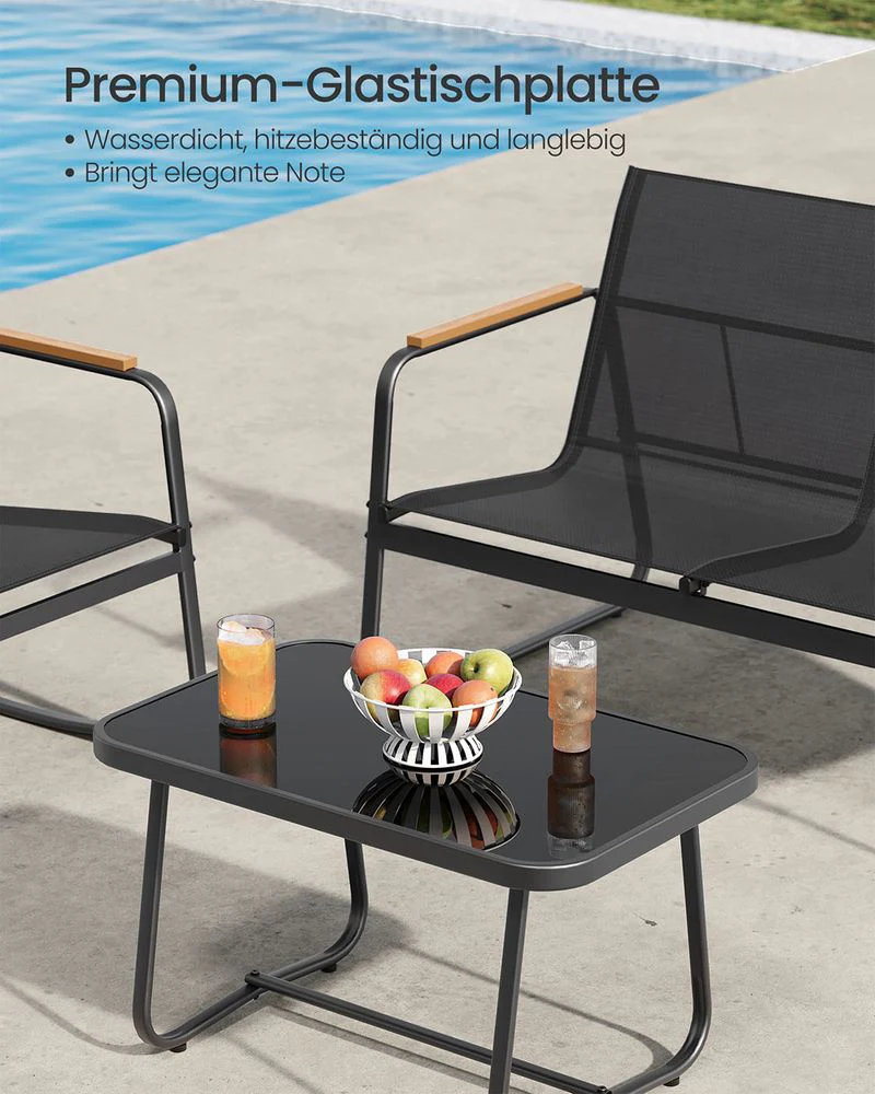 Tuinset 4-delig - Balkonset - 2 Stoelen en Bankje met Bijzettafel - Image 6