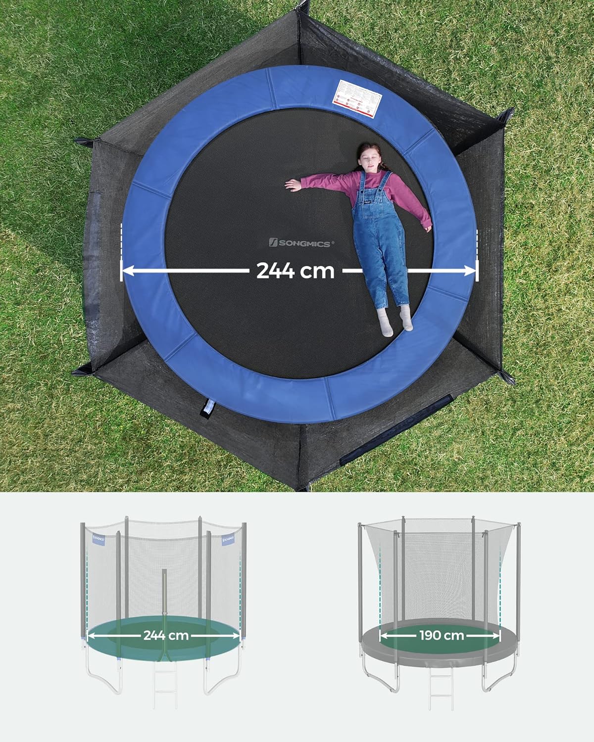 Tuintrampoline – 244 cm – Met Veiligheidsnet, Ladder En Randafdekking – TÜV Rheinland Gecertificeerd - Image 3