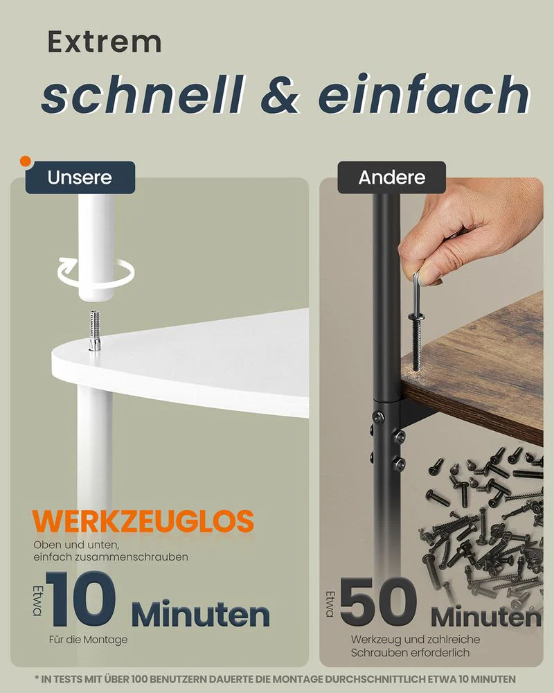 TV-meubel 110 cm – Wit – 3 Niveaus – Zonder Gereedschap te Monteren – Met Stoffen Lade – Tot 98 kg Draagvermogen - Image 3